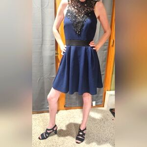 Windsor Elegant Navy Lace Dress